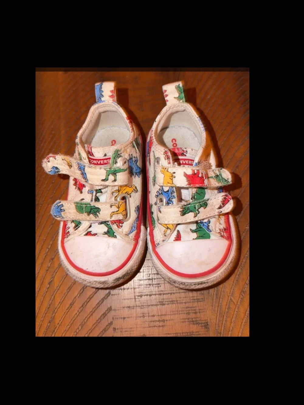 Converse Kids White Sneakers with Multicolor Dinosaur Print